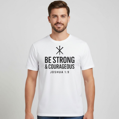Be Strong & Courageous Christian T-Shirt • Joshua 1:9 Bible Verse • Bold Faith Tee | Gildan 64000 Unisex Softstyle