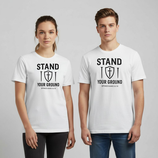 Stand Your Ground Christian T-Shirt • Ephesians 6:13 Bible Verse • Shield of Faith | Comfort Colors 1717 Garment-Dyed Tee