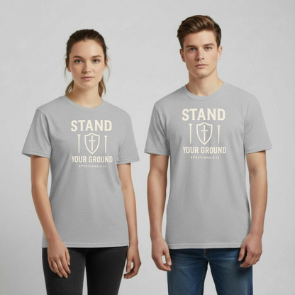 Stand Your Ground Christian T-Shirt • Ephesians 6:13 Bible Verse • Shield of Faith | Comfort Colors 1717 Garment-Dyed Tee