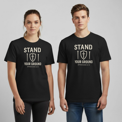Stand Your Ground Christian T-Shirt • Ephesians 6:13 Bible Verse • Shield of Faith | Comfort Colors 1717 Garment-Dyed Tee