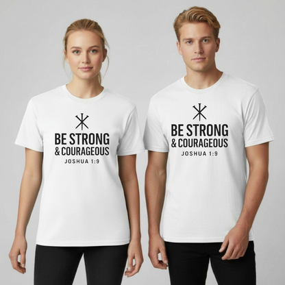 Be Strong & Courageous Christian T-Shirt • Joshua 1:9 Bible Verse • Faith & Strength Tee | Comfort Colors 1717 Garment-Dyed