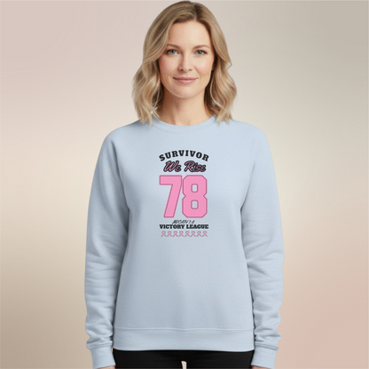 Survivor Victory League Sweatshirt • Micah 7:8 Bible Verse Crewneck • Breast Cancer Awareness Faith Sweater