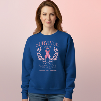 Survivor Victory Club Sweatshirt • Micah 7:8 Awareness Crewneck • Breast Cancer Faith Apparel