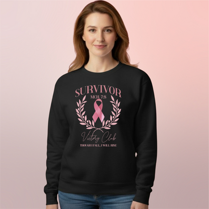 Survivor Victory Club Sweatshirt • Micah 7:8 Awareness Crewneck • Breast Cancer Faith Apparel