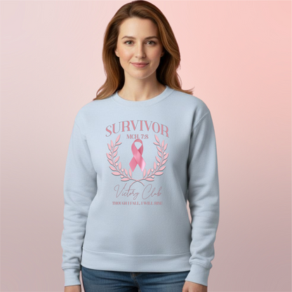Survivor Victory Club Sweatshirt • Micah 7:8 Awareness Crewneck • Breast Cancer Faith Apparel