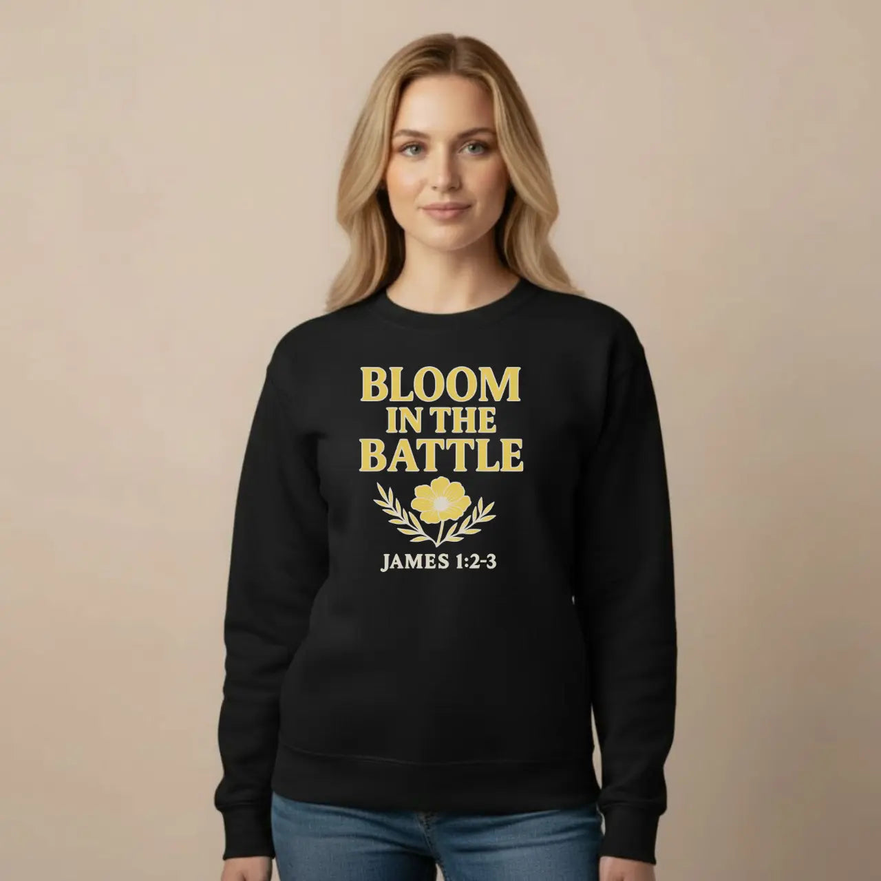 Bloom in the Battle Sweatshirt | Faith Inspired Crewneck Goshen & Selah Co