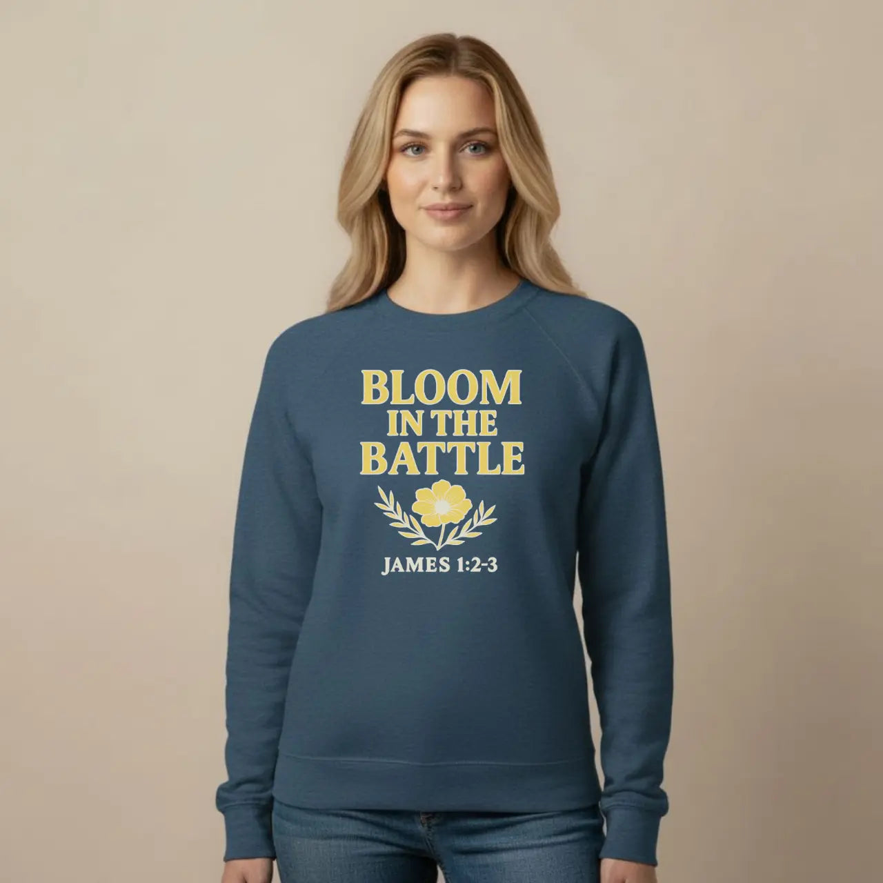 Bloom in the Battle Sweatshirt | Faith Inspired Crewneck Goshen & Selah Co