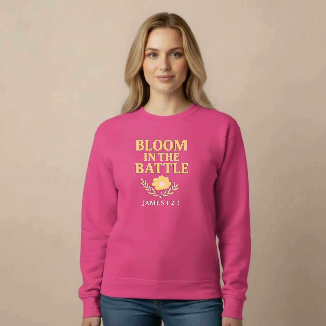 Bloom in the Battle Sweatshirt | Faith Inspired Crewneck Goshen & Selah Co