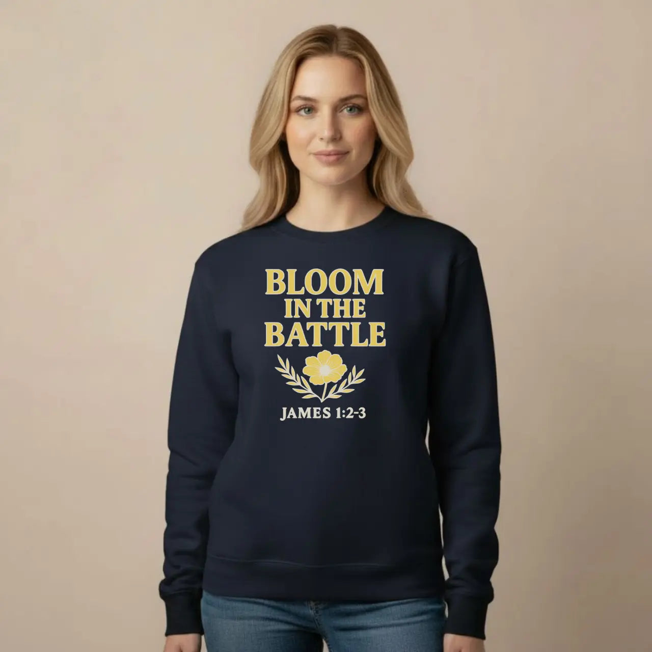 Bloom in the Battle Sweatshirt | Faith Inspired Crewneck Goshen & Selah Co