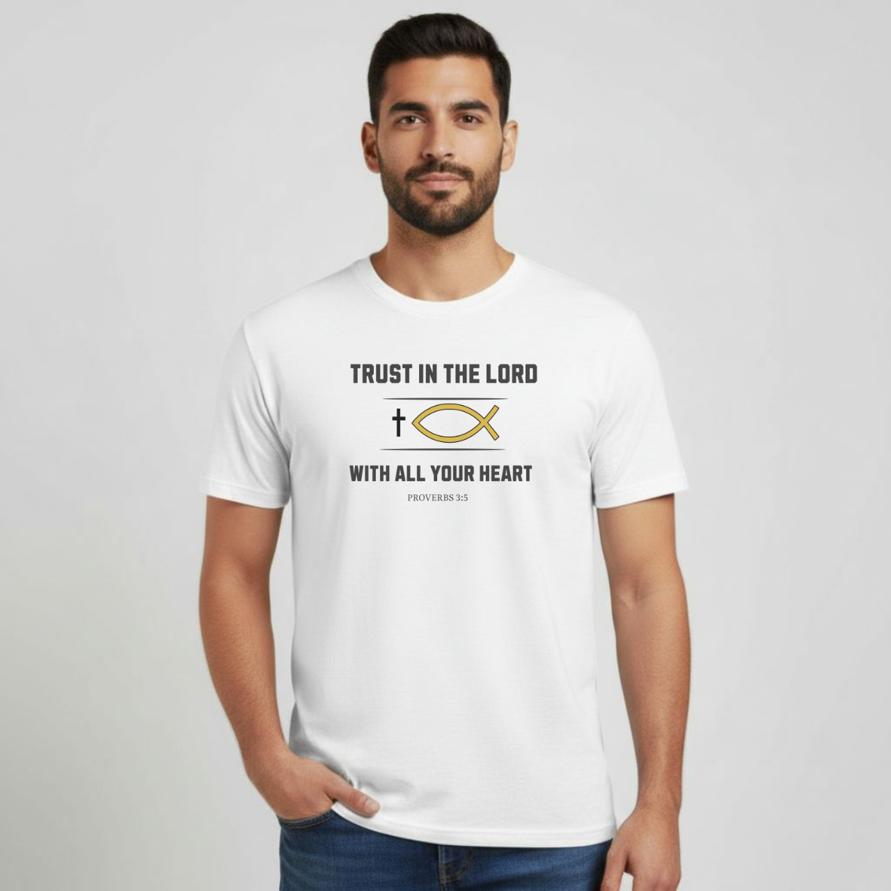 Trust in the Lord T-Shirt • Proverbs 3:5 Bible Verse Tee • Men’s Christian Shirt • Gildan 64000 Softstyle Faith Shirt