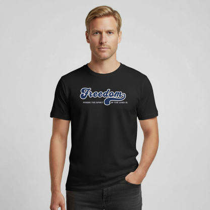Freedom T-Shirt • 2 Corinthians 3:17 Bible Verse Tee • Gildan 64000 Christian Shirt
