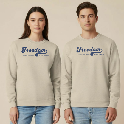 Freedom Christian Sweatshirt • 2 Corinthians 3:17 Bible Verse Crewneck • Unisex Gildan 18000 Faith Pullover