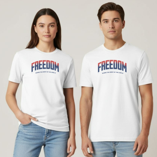 FREEDOM – 2 Corinthians 3:17 Bible Verse Comfort Colors 1717 T-Shirt | Faith + Patriotism Christian Tee for Men & Women