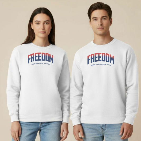 Freedom Christian Sweatshirt • Where the Spirit of the Lord Is • 2 Corinthians 3:17 Crewneck • Gildan 18000 Faith Apparel