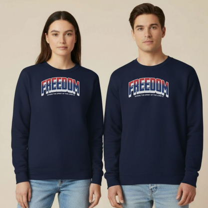 Freedom Christian Sweatshirt • Where the Spirit of the Lord Is • 2 Corinthians 3:17 Crewneck • Gildan 18000 Faith Apparel