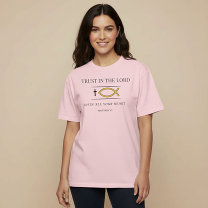 Trust in the Lord T-Shirt • Proverbs 3:5 Bible Verse Tee • Christian Women’s Faith Shirt • Comfort Colors 1717 Garment-Dyed Tee