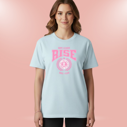 Hope League – Rise Comfort Colors 1717 Christian T-Shirt • Micah 7:8 Bible Verse Tee • Breast Cancer Awareness Faith Shirt for Women