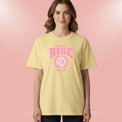 Hope League – Rise Comfort Colors 1717 Christian T-Shirt • Micah 7:8 Bible Verse Tee • Breast Cancer Awareness Faith Shirt for Women