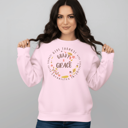 Gravy & Grace Sweatshirt • 1 Chronicles 16:34 Bible Verse Crewneck • Christian Thanksgiving Sweatshirt • Faith Family Gratitude Gift