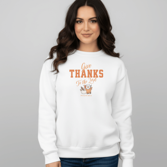Give Thanks to the Lord Sweatshirt • Psalm 107:1 Bible Verse Crewneck • Christian Faith Thanksgiving Sweatshirt • Gratitude Gift