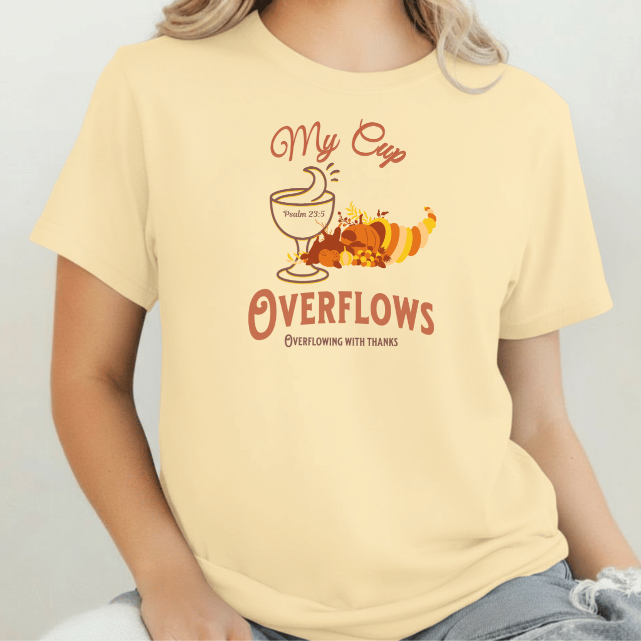My Cup Overflows T-Shirt • Psalm 23:5 Bible Verse Tee • Comfort Colors 1717 Christian Thanksgiving Shirt • Overflowing with Gratitude Gift