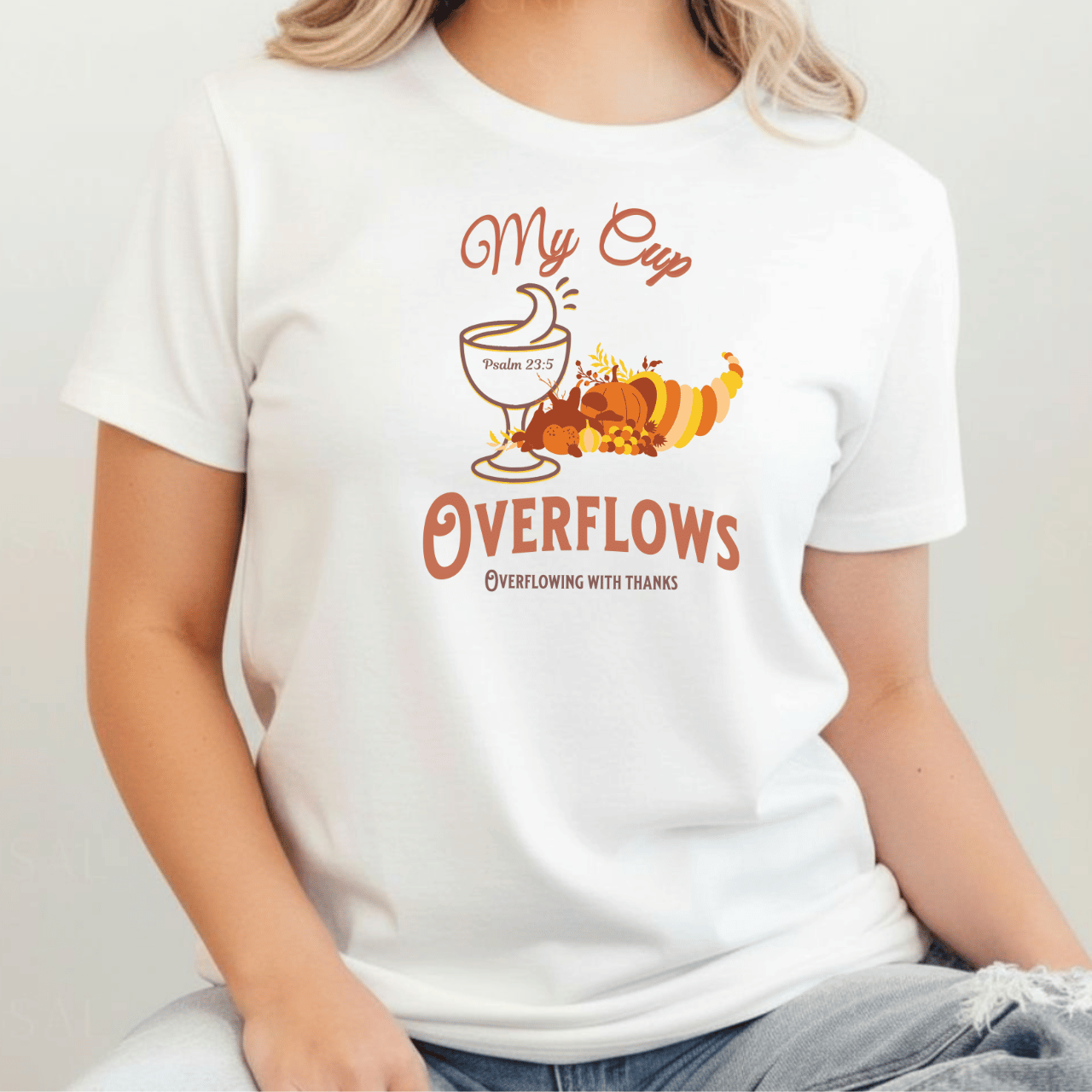 My Cup Overflows T-Shirt • Psalm 23:5 Bible Verse Tee • Comfort Colors 1717 Christian Thanksgiving Shirt • Overflowing with Gratitude Gift