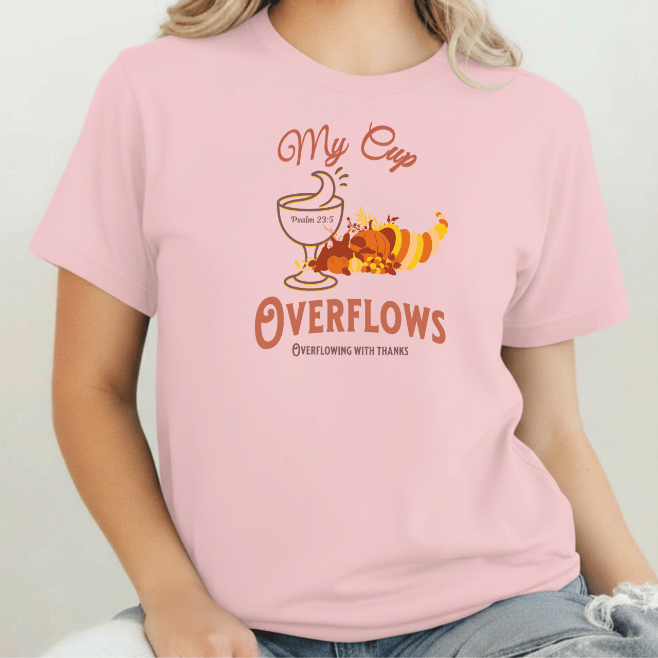 My Cup Overflows T-Shirt • Psalm 23:5 Bible Verse Tee • Comfort Colors 1717 Christian Thanksgiving Shirt • Overflowing with Gratitude Gift
