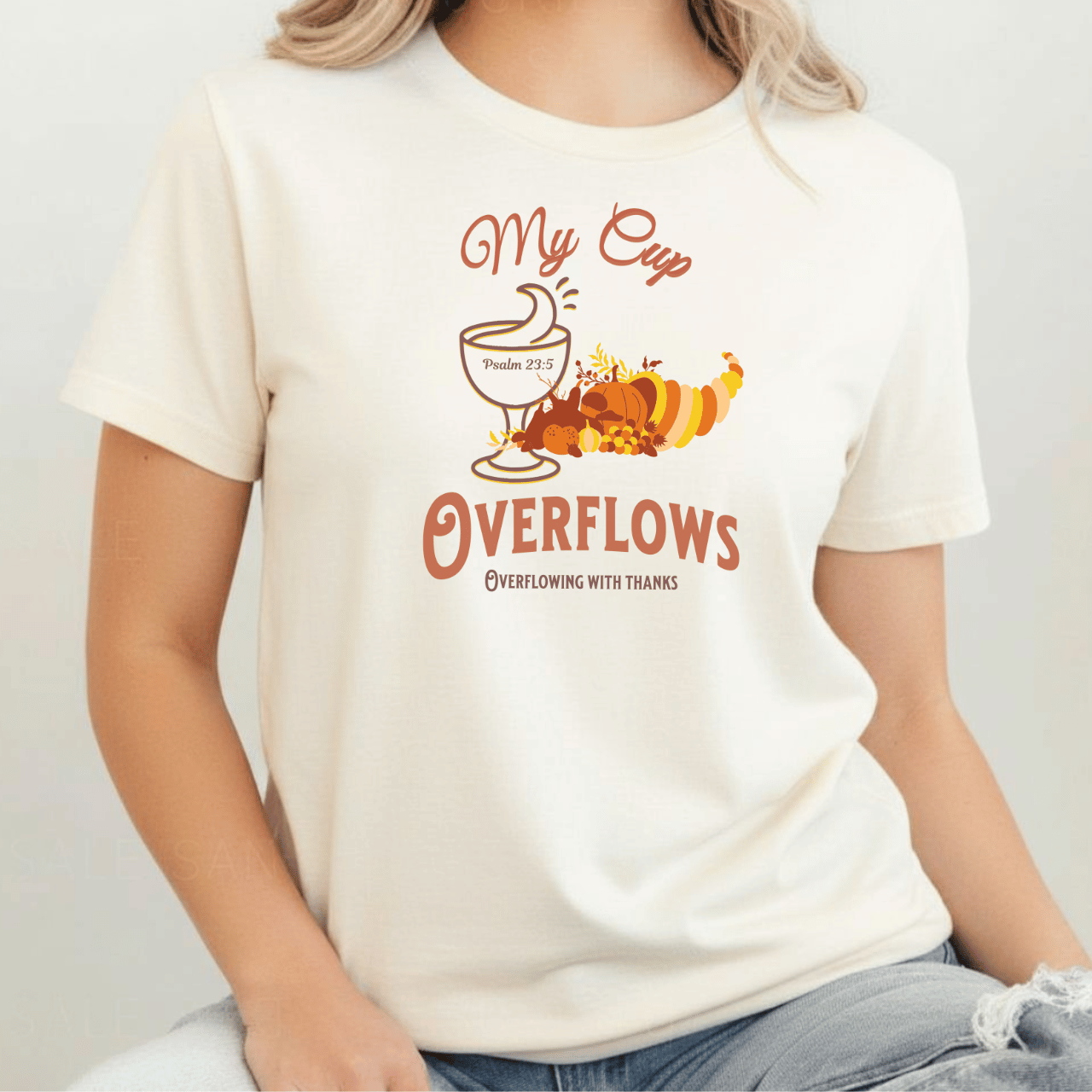 My Cup Overflows T-Shirt • Psalm 23:5 Bible Verse Tee • Comfort Colors 1717 Christian Thanksgiving Shirt • Overflowing with Gratitude Gift