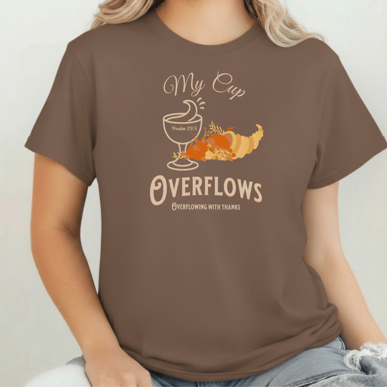My Cup Overflows T-Shirt • Psalm 23:5 Bible Verse Tee • Comfort Colors 1717 Christian Thanksgiving Shirt • Overflowing with Gratitude Gift