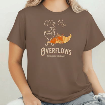 My Cup Overflows T-Shirt • Psalm 23:5 Bible Verse Tee • Comfort Colors 1717 Christian Thanksgiving Shirt • Overflowing with Gratitude Gift