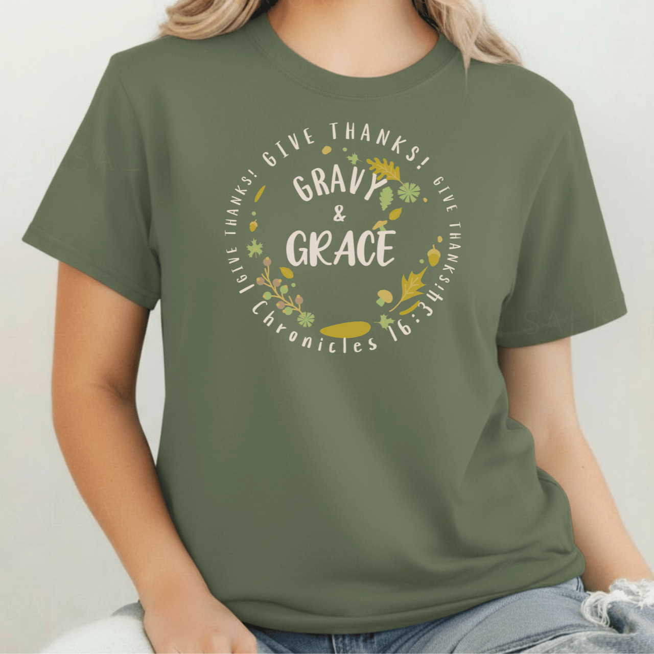 Gravy & Grace T-Shirt • 1 Chronicles 16:34 Bible Verse Tee • Comfort Colors 1717 Christian Thanksgiving Shirt • Faith Family Gratitude Gift