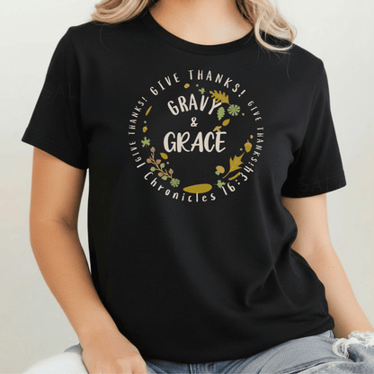 Gravy & Grace T-Shirt • 1 Chronicles 16:34 Bible Verse Tee • Comfort Colors 1717 Christian Thanksgiving Shirt • Faith Family Gratitude Gift