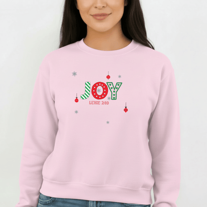 JOY Christmas Sweatshirt Luke 2:10 | Christian Holiday Crewneck | Faith Merry Christmas Bible Verse Sweater | Gildan 18000