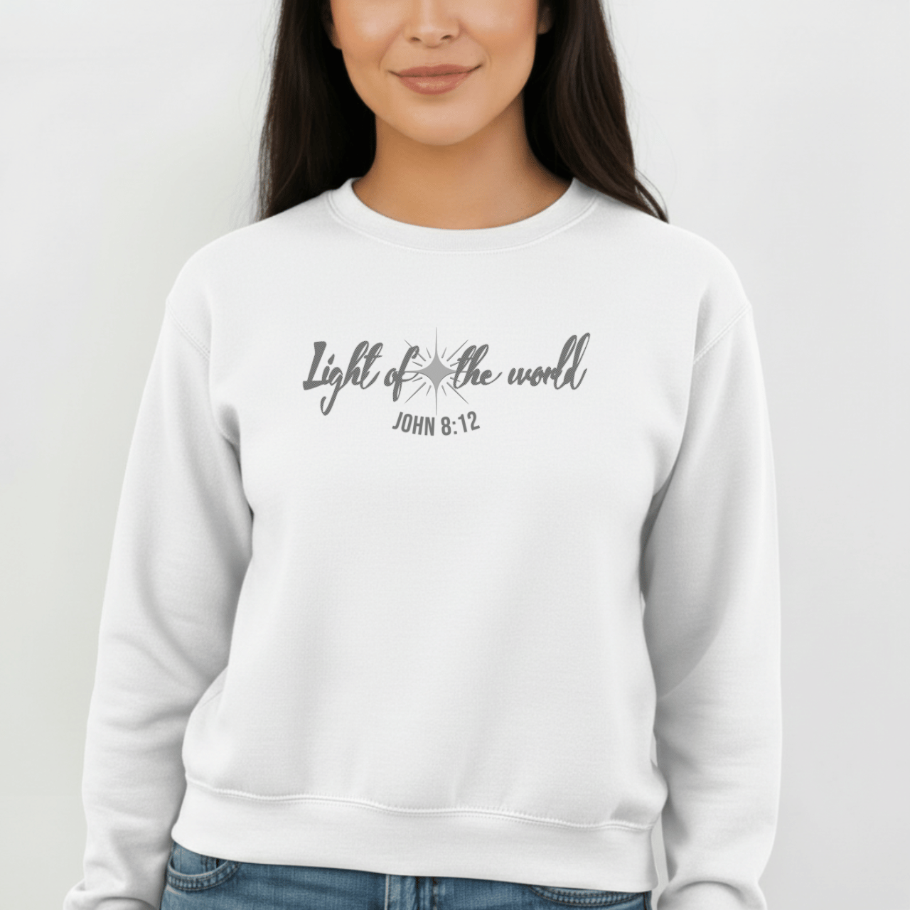 Light of the World Sweatshirt | John 8:12 Bible Verse Crewneck | Christian Christmas Sweatshirt | Faith-Based Winter Apparel