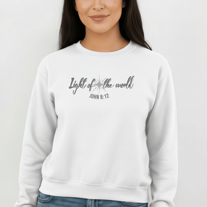 Light of the World Sweatshirt | John 8:12 Bible Verse Crewneck | Christian Christmas Sweatshirt | Faith-Based Winter Apparel