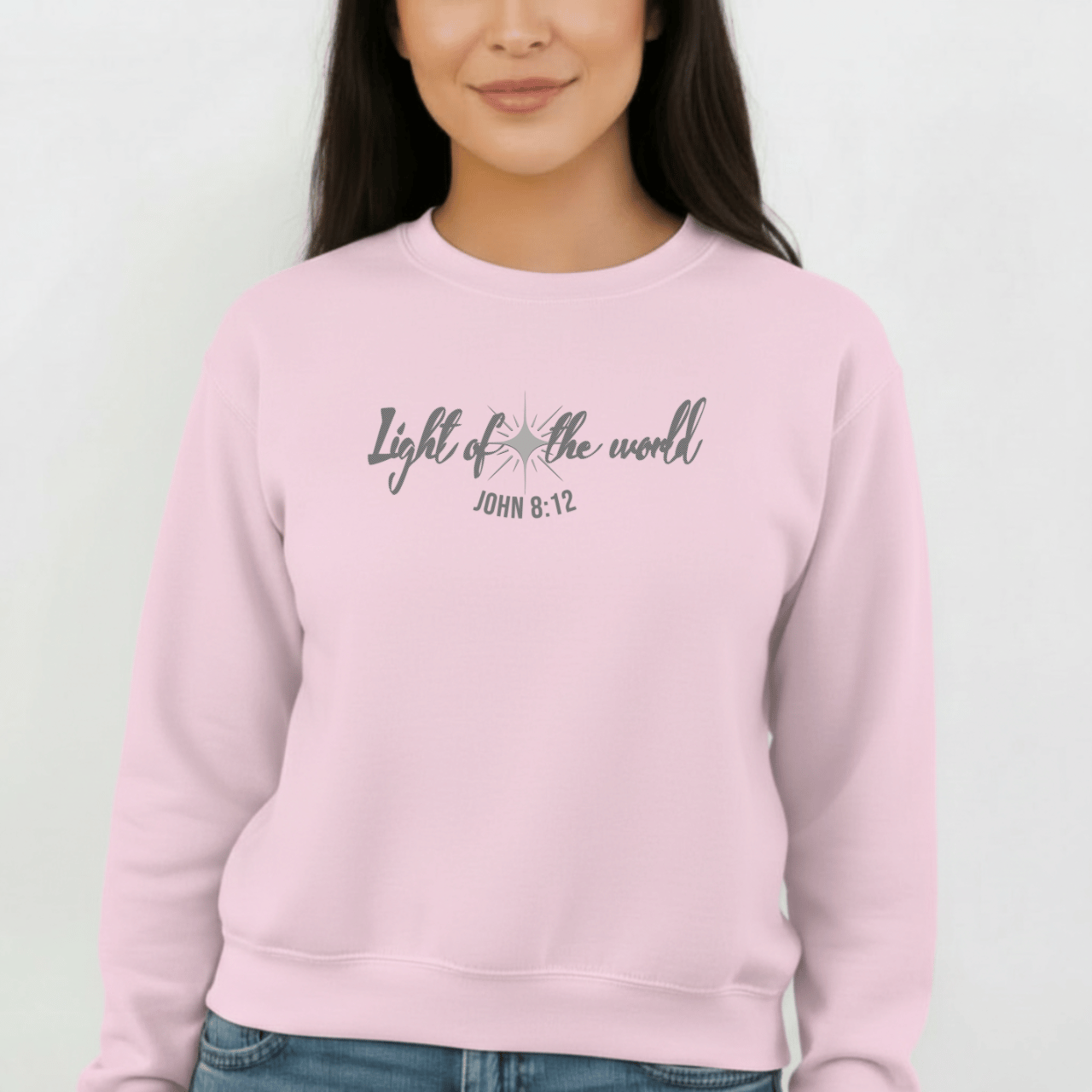 Light of the World Sweatshirt | John 8:12 Bible Verse Crewneck | Christian Christmas Sweatshirt | Faith-Based Winter Apparel