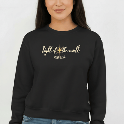 Light of the World Sweatshirt | John 8:12 Bible Verse Crewneck | Christian Christmas Sweatshirt | Faith-Based Winter Apparel