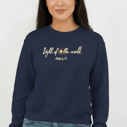 Light of the World Sweatshirt | John 8:12 Bible Verse Crewneck | Christian Christmas Sweatshirt | Faith-Based Winter Apparel