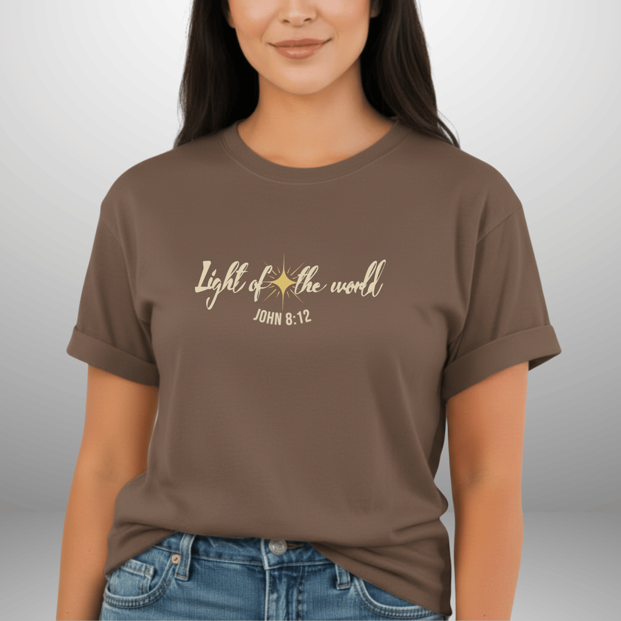 Light of the World Christian Shirt – John 8:12 Bible Verse Tee | Comfort Colors 1717 | Faith Graphic Tee | Christmas Christian Gift