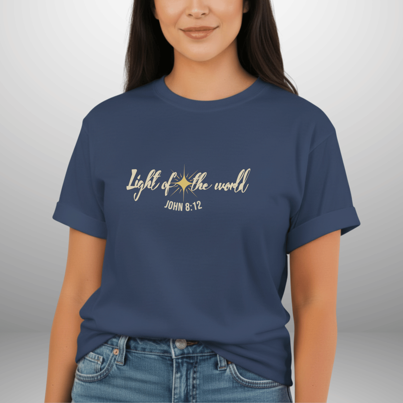 Light of the World Christian Shirt – John 8:12 Bible Verse Tee | Comfort Colors 1717 | Faith Graphic Tee | Christmas Christian Gift