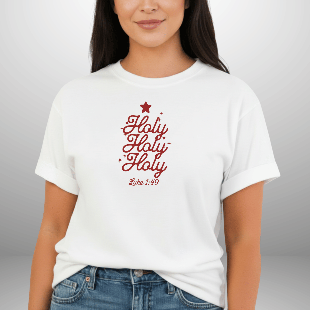 Holy Holy Holy Shirt – Luke 1:49 Comfort Colors Tee | Christian Christmas Shirt | Faith Scripture Shirt | Bible Verse Tee | Holiday Jesus Shirt
