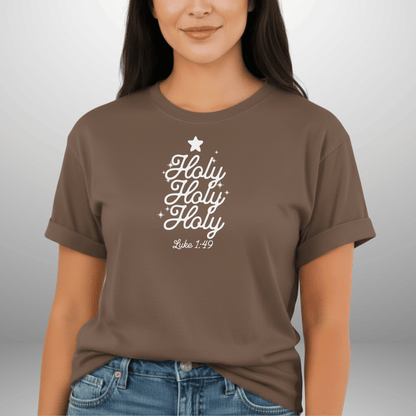 Holy Holy Holy Shirt – Luke 1:49 Comfort Colors Tee | Christian Christmas Shirt | Faith Scripture Shirt | Bible Verse Tee | Holiday Jesus Shirt
