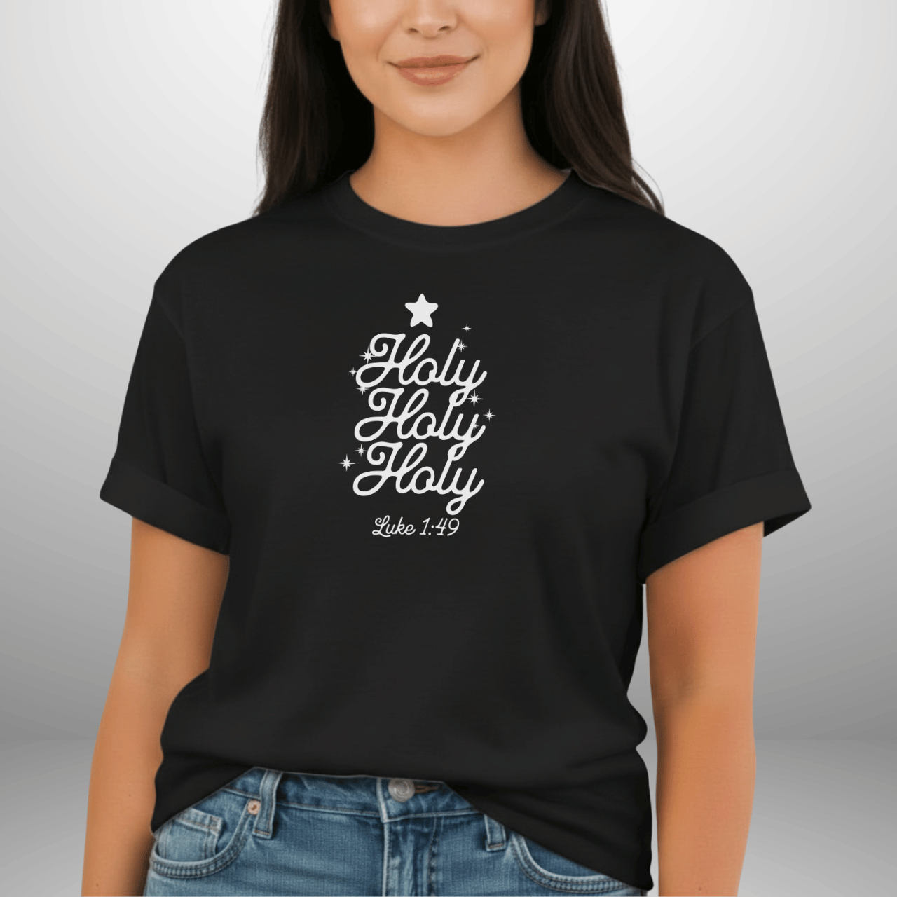 Holy Holy Holy Shirt – Luke 1:49 Comfort Colors Tee | Christian Christmas Shirt | Faith Scripture Shirt | Bible Verse Tee | Holiday Jesus Shirt