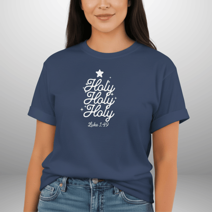 Holy Holy Holy Shirt – Luke 1:49 Comfort Colors Tee | Christian Christmas Shirt | Faith Scripture Shirt | Bible Verse Tee | Holiday Jesus Shirt
