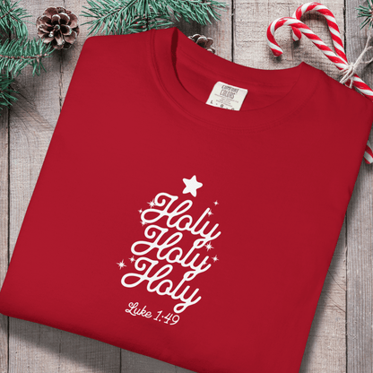 Holy Holy Holy Shirt – Luke 1:49 Comfort Colors Tee | Christian Christmas Shirt | Faith Scripture Shirt | Bible Verse Tee | Holiday Jesus Shirt