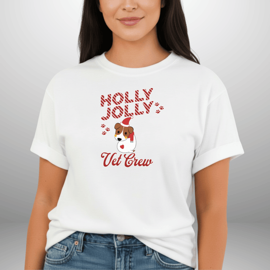 Holly Jolly Vet Crew Shirt | Comfort Colors Christmas Vet Tech Tee | Holiday Veterinary Staff T-Shirt | Vet Clinic Christmas Uniform
