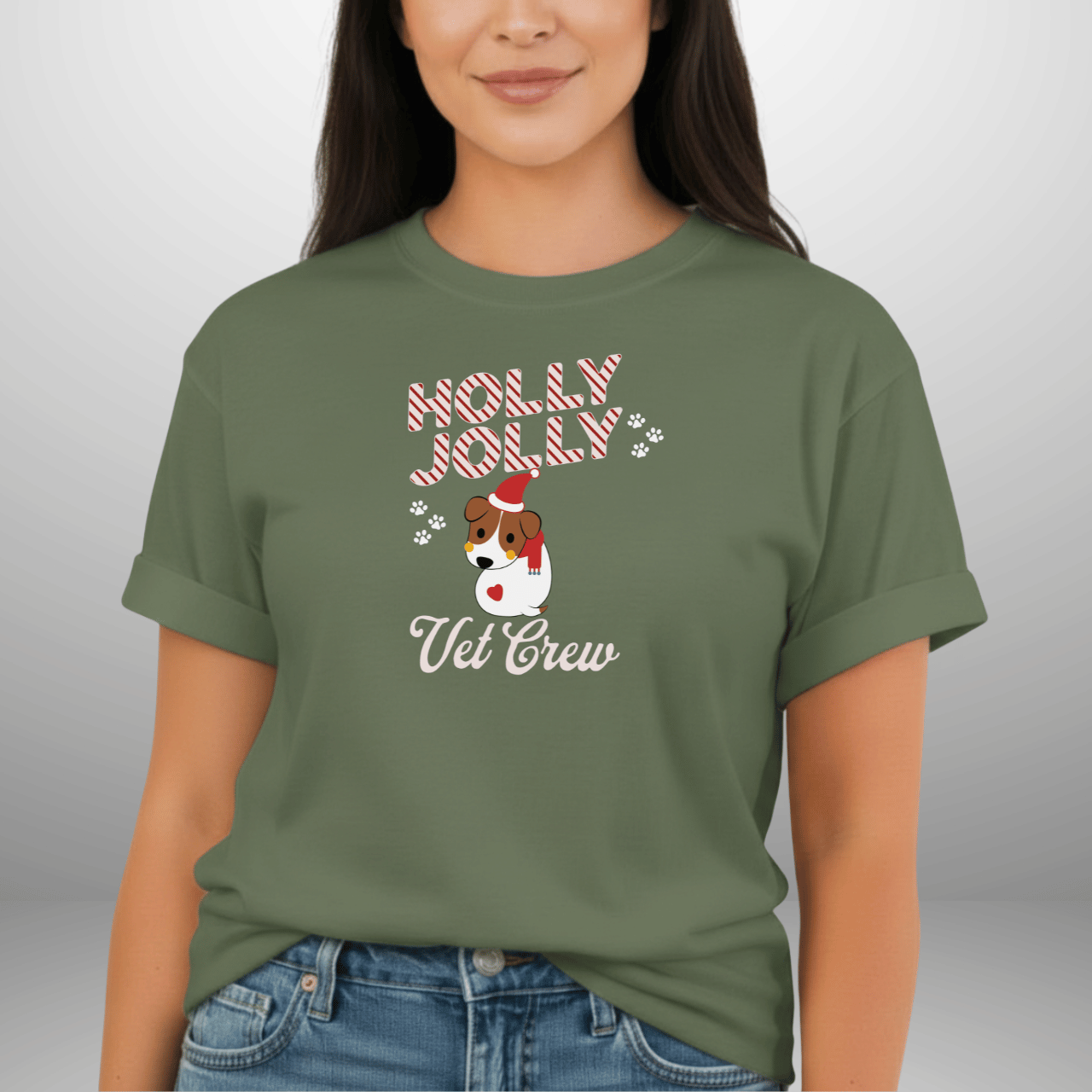 Holly Jolly Vet Crew Shirt | Comfort Colors Christmas Vet Tech Tee | Holiday Veterinary Staff T-Shirt | Vet Clinic Christmas Uniform