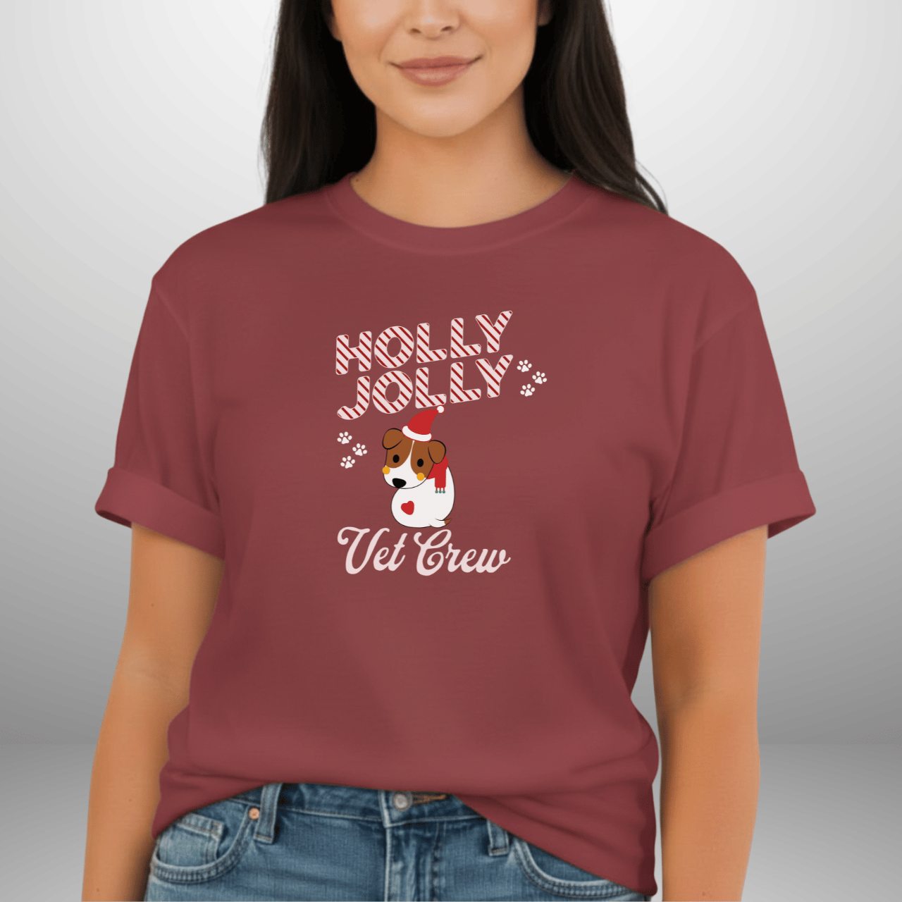 Holly Jolly Vet Crew Shirt | Comfort Colors Christmas Vet Tech Tee | Holiday Veterinary Staff T-Shirt | Vet Clinic Christmas Uniform