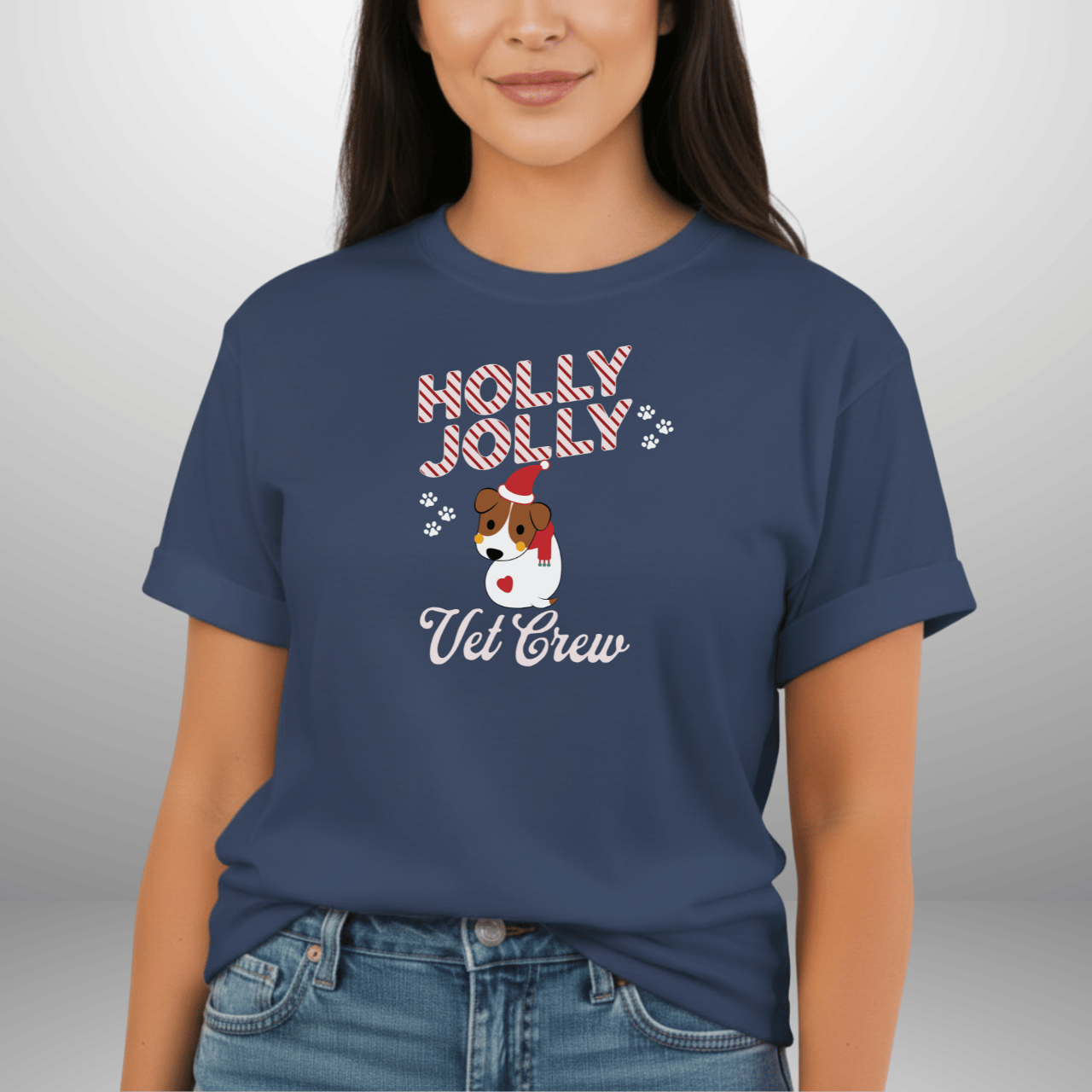 Holly Jolly Vet Crew Shirt | Comfort Colors Christmas Vet Tech Tee | Holiday Veterinary Staff T-Shirt | Vet Clinic Christmas Uniform