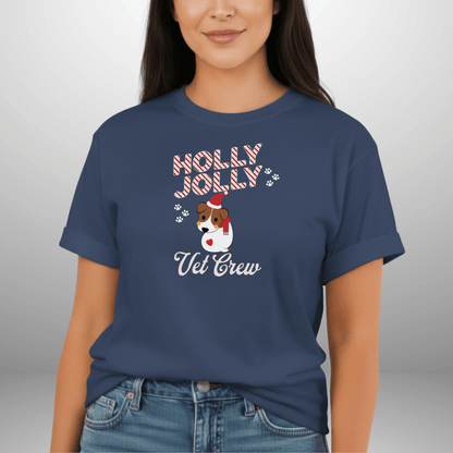 Holly Jolly Vet Crew Shirt | Comfort Colors Christmas Vet Tech Tee | Holiday Veterinary Staff T-Shirt | Vet Clinic Christmas Uniform